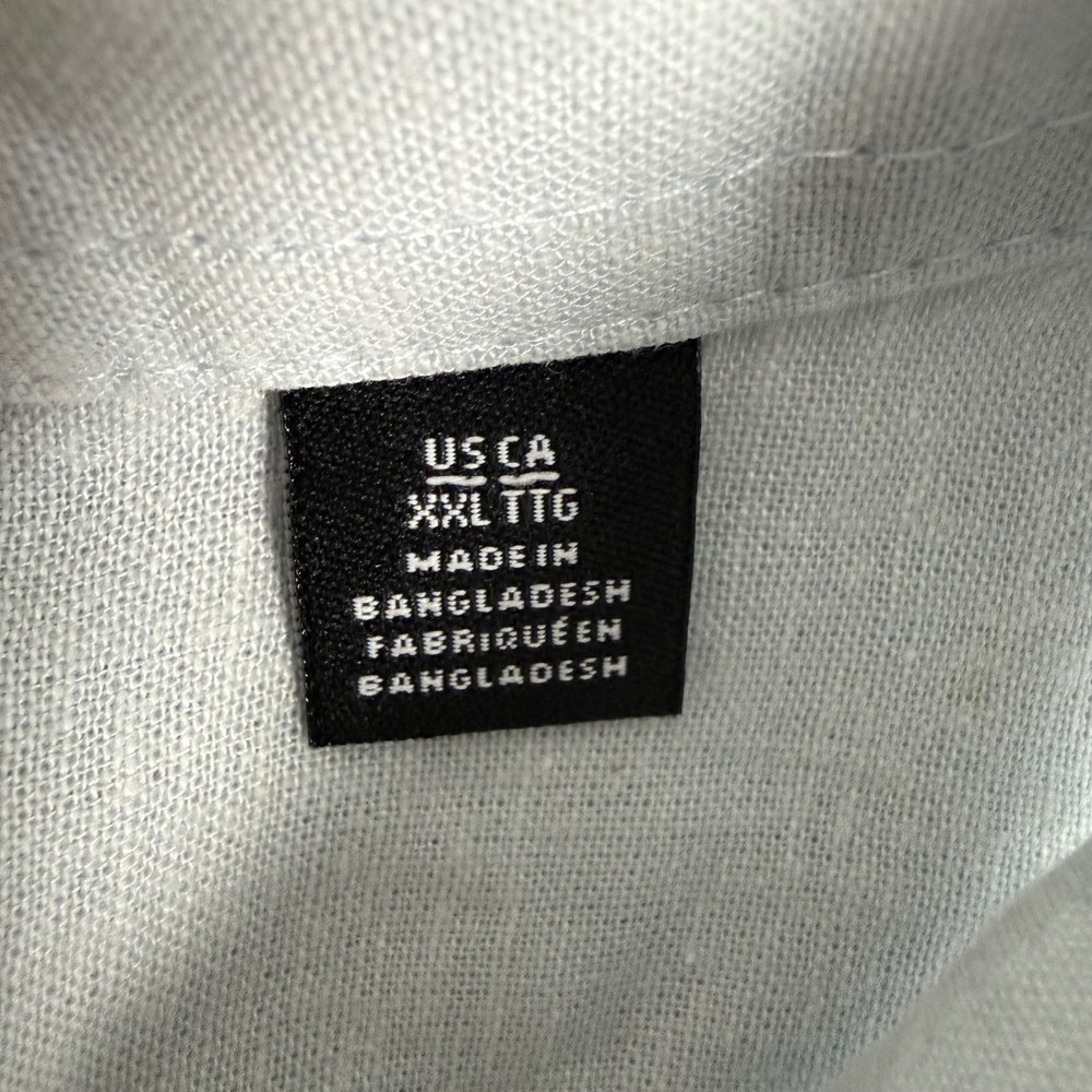 Saks Fifth Avenue Button Down XXL 25.5in Linen Viscose Light Blue Coastal Preppy - Picture 4 of 8